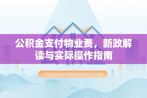 邱县公积金支付物业费，新政解读与实际操作指南